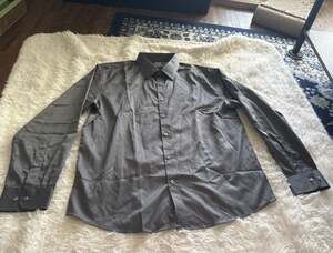 Flex Men's Luxury Collection Gray Long Sleeve Dress Shirt Size L